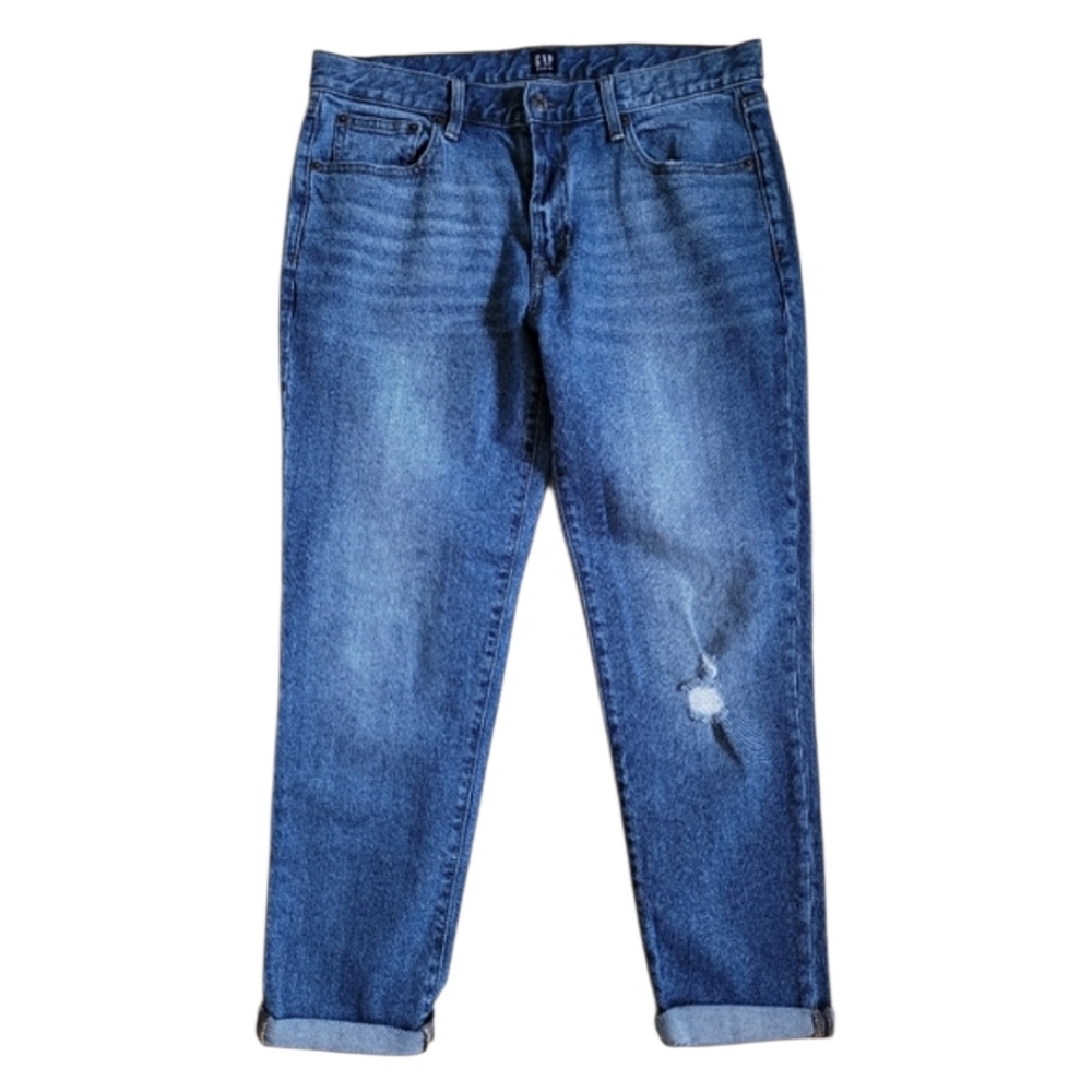 SZ28 GAP Best Girlfriend Women's Cropped Jeans Light Distressing Medium Blue